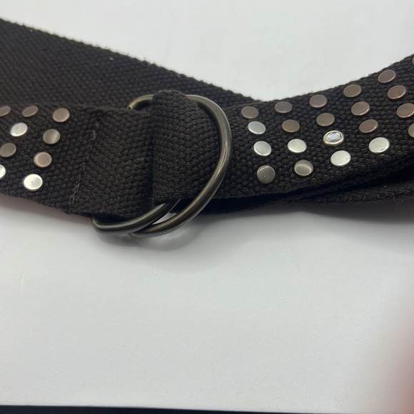 Brown studded belt size 14 cavnas brown D ring belt boho indie limited edition - Picture 6 of 10